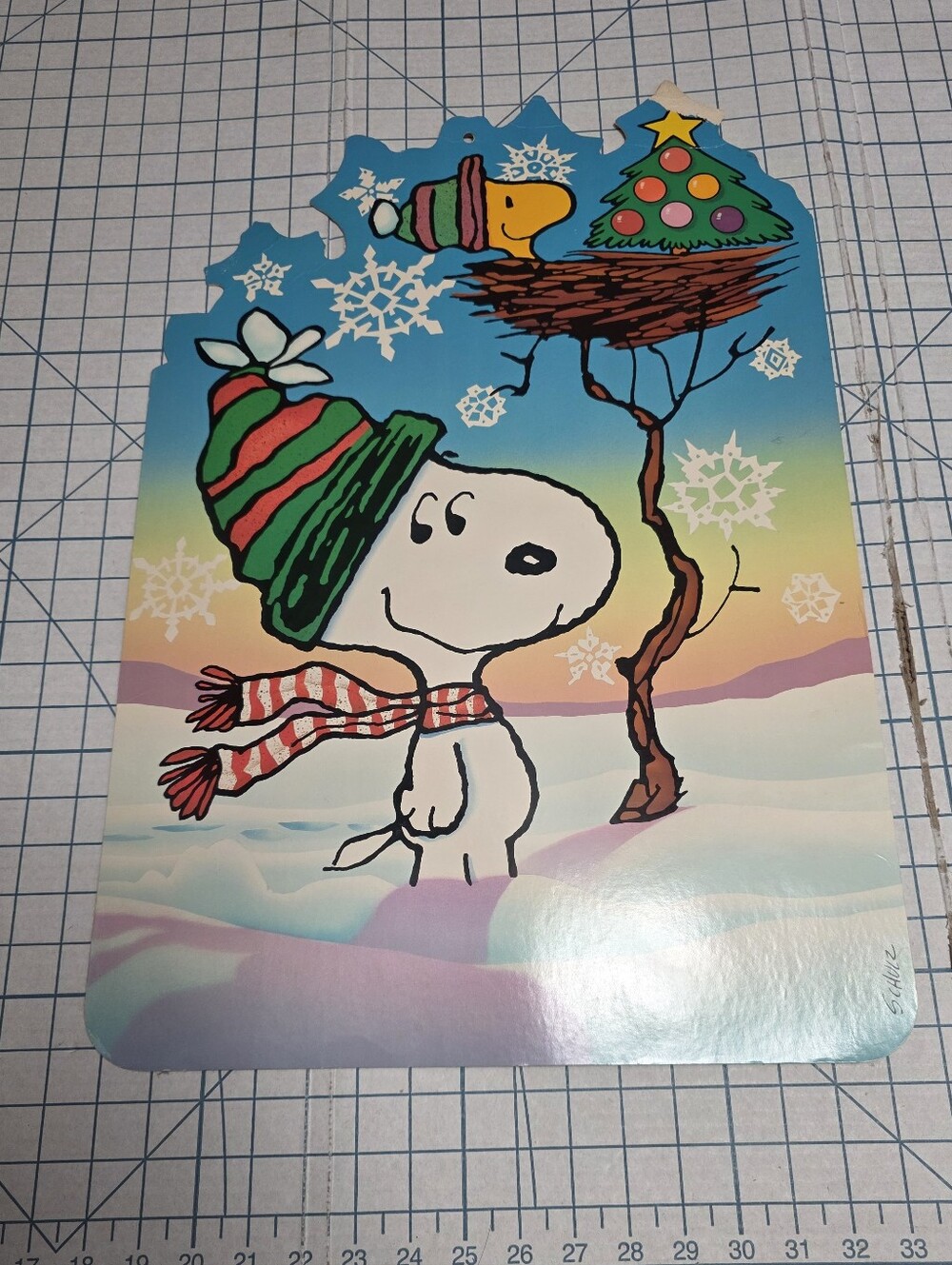 Peanuts Snoopy Holiday Sign with Green & Red Hat